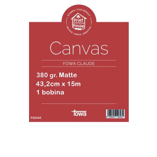 Fowa Carta Canvas per plotter Inkjet 43,2cm x 15m 380gr. Matte FS2443 Fowa Carta Canvas per plotter Inkjet 43,2cm x 15m 380gr. Matte FS2443